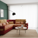 Corner Sofa- Beige & Burgundy