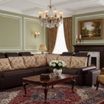 Corner Sofa- Brown Leather Finish