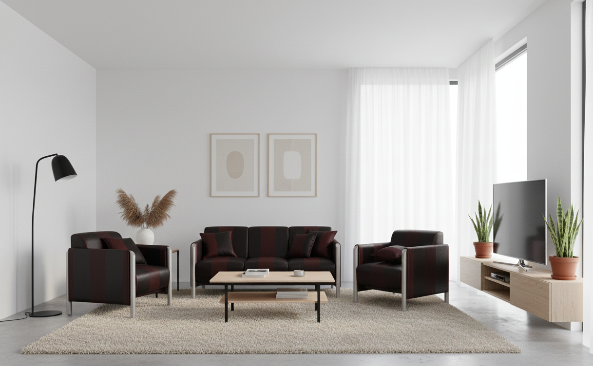 Burgundy Edge Sofa Set- Burgundy Edge - Image 1