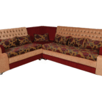 Corner Sofa- Floral Beige & Maroon