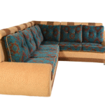 Corner Sofa- Green & Yellow Fabric