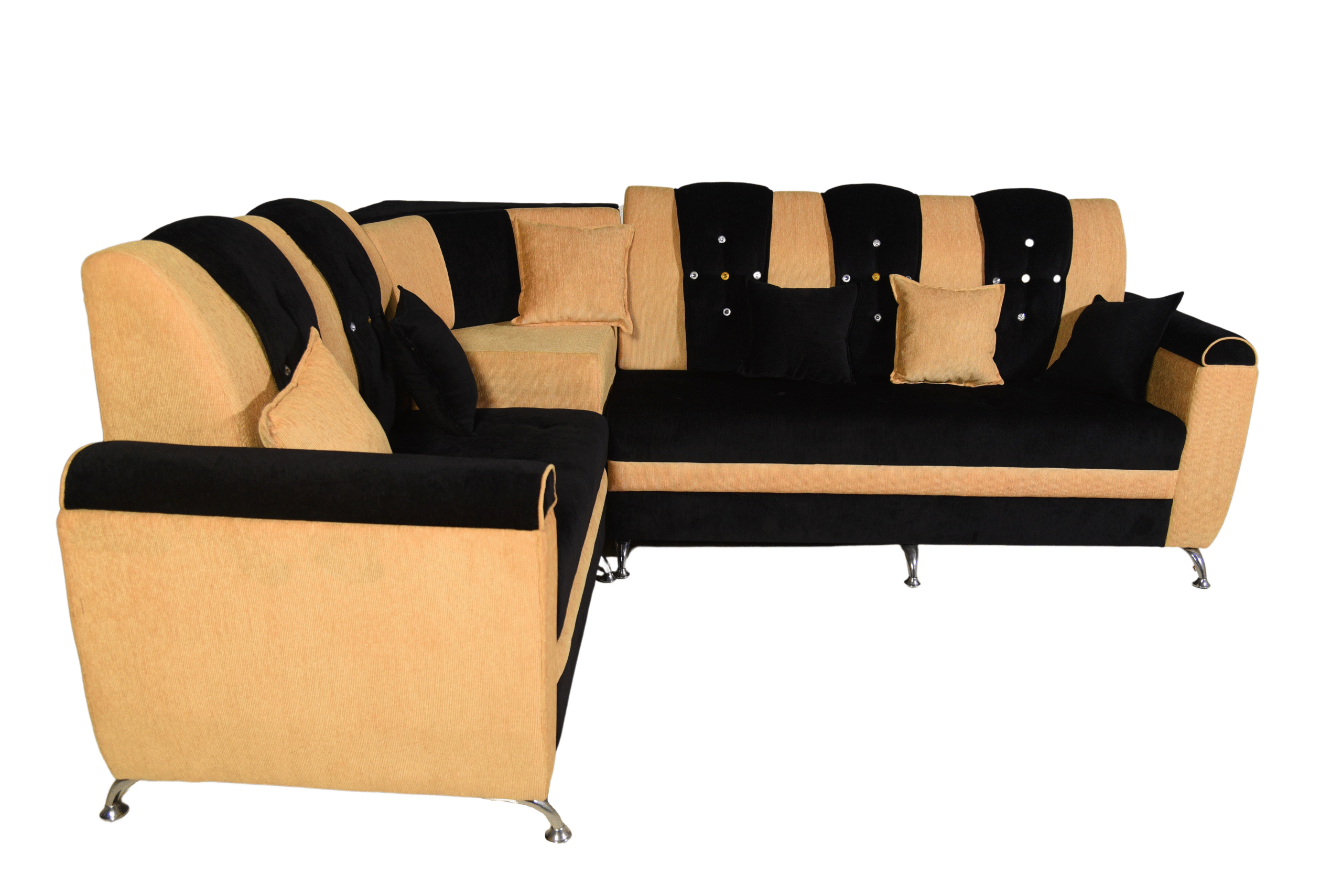 DSC_2438 Corner Sofa- Stylish Yellow & Black - Image 1