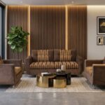 Sofa Set- Classic Brown Striped