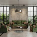 Sofa Set- Vintage Green & Burgundy