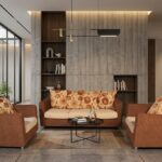 Sofa Set- Classic Beige & Burgundy