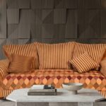 Sofa Set- Crimson Stripe