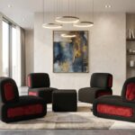 Sofa Set- Black & Red