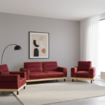 Sofa Set- Red Velvet