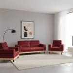 Sofa Set- Red Velvet