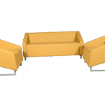 Sofa Set- Bold Yellow Steel Frame