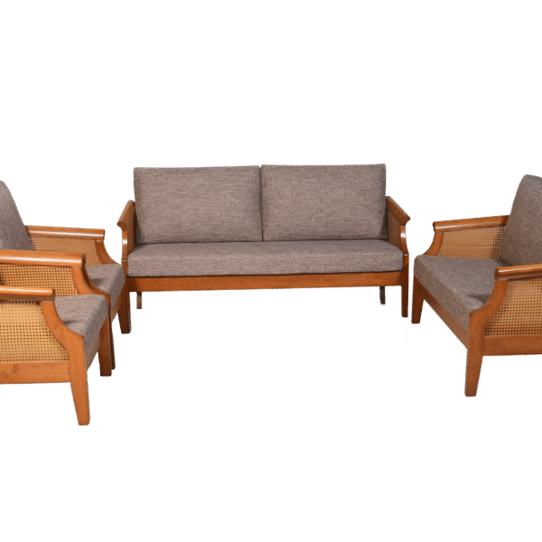 Sofa Set- Beige Wood Finish