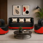 Sofa set- Black & Red Round