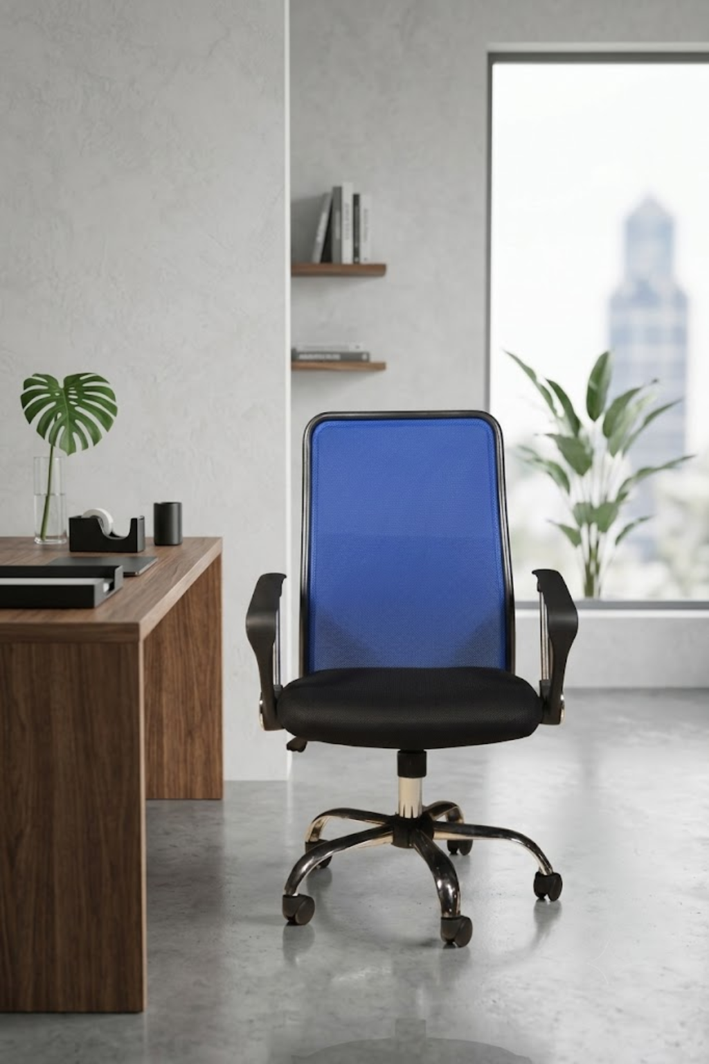 napoli_chair_27 Stylish Blue Adjustable Desk Chair - Image 1